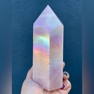 LARGE ANGEL AURA ROSE QUARTZ POINT